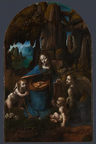 Cuadro de la Virgen de las Rocas impresión artística en lienzo 60x90