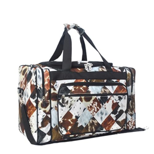NGIL Canvas 20" inch Duffle Bag (Cow Tile Print-Black)
