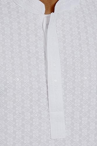 Image of DIVISIVE Men's Sequince Embroidered Cotton Blend Only Slim Fit Kurta
