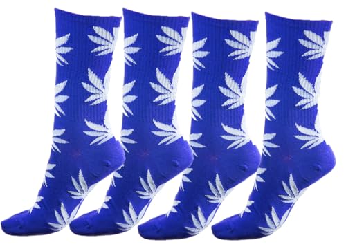 MFAZ Morefaz Ltd Set 2x Baumwollsocken Marihuana Cannabis Weed Rasta Socken Herren Damen (Standard, Blue-White)