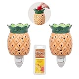 Pineapple Plug-in Fragrance Wax Melt Warmers (2 Pack)- Electric Scented Tart, Oil & Candle Warmer w 4 Guava Pineapple Cubes - Halogen Bulb Melts Wax & Fills Room w Fresh Scents - Wedding Gift Idea