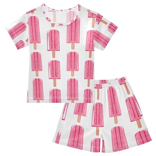 ALAZA Funny Ice Cream Pajamas Set Short Sleeve Cotton Sleepwear Summer Pjs 2 Piece 5-14Y