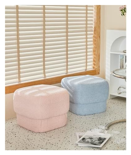 Tabouret à langer carré rose, pouf velours gain de place - 5