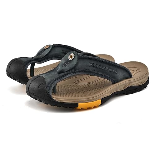 Premium Men's Flip Flop Sandals Cowhide Leather Upper Protective Toe Design Non Slip Rubber Sole Stylish Summer Footwear4