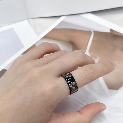 OIDIMS Cute Rabbit Band Ring for Women Men Promise Engagement Wedding Rings for Couples Bunny Animal Funny Stainless Steel Polished Comfort Fit Easter Christmas Friendship Graduation Gift2