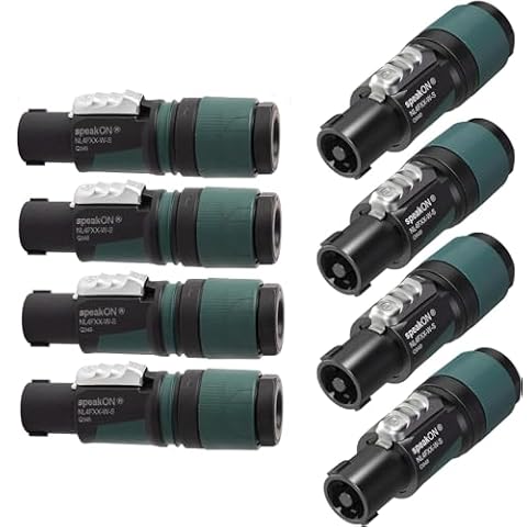 Neutrik NL4FXX-W-S (8pk) 4-Pole speakON Cable Connector, Green Bushing Screw Terminal Assembly, for Cable Diameters 6 to 12mm Cover