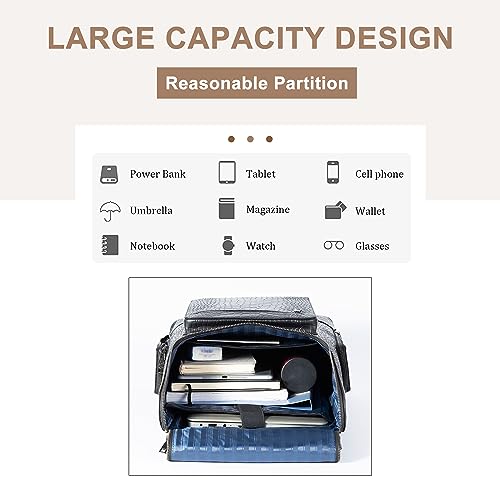 Men's Travel Backpack Genuine Leather Crocodile Print 15.6 inch Laptop Large Capacity Bookbag Casual Daypack4