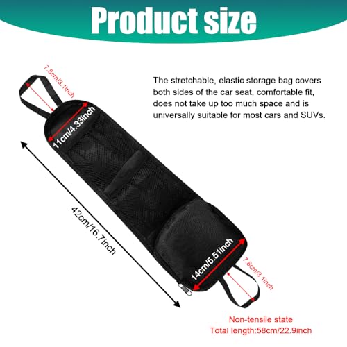 Image of Car Seat Storage Hanging Bag, Car Seat Side Organizer, Multifunctional Cars Mesh Net Pocket, Multi-Pocket Seats Side Storage Interior Accessories Universal for Cars SUV Truck (Black, 1PCS)