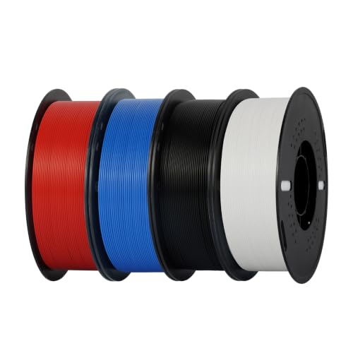 Image of Kingroon PLA 3D Printer Filament, Dimensional Accuracy + /- 0.02 mm, 1 kg Spool(2.2lbs), 1.75 mm,4kG Black+White+Red+Blue