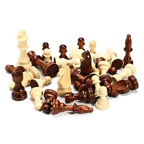 32 Piece Wood Handcrafted Wooden Game Chess Carved King Knight Set (without chess board)