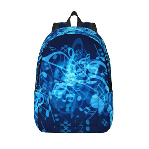 Mochila de mano para laptop con notas musicales y gran capacidad