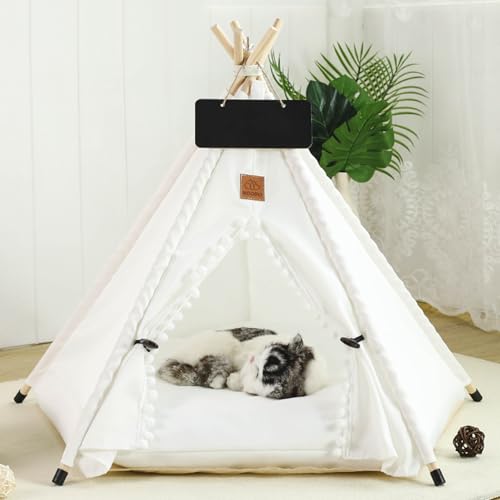 ShakubTipi Zelt für Haustiere,Katzen und Hunde Haustierzelte mit Kissen,Katzenzelt Hundezelt Abnehmbar und Waschbar,Hunde Tipi Katzentipi,Katzenhaus Indoor,Hundehaus für drinnen,70x50x60cm