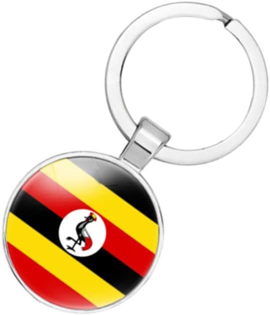 vmcoatdu Uganda National Flag Key Chain Keyring Gift Men Women Keychain Stainless Steel and Inlaid Glass Materials - Image 3