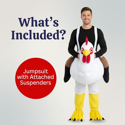 Dress Up America Adult Plush Ride-On Chicken Costume –Farm Animal Costume for Halloween, Parties & Cosplay by Dress Up America - Image 2