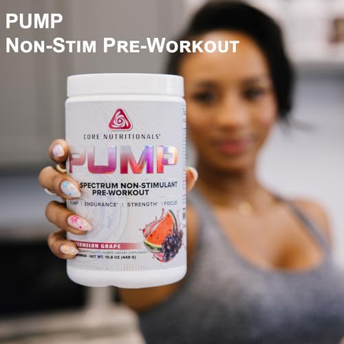 Image of Core Nutritionals Pump Full-Spectrum Non-Stimulant Pre-Workout, with N03T Nitrate, Peak02, Alpha GPC, for Maximum Pump, Strength, and Performance 20 Servings (Sour Candy)