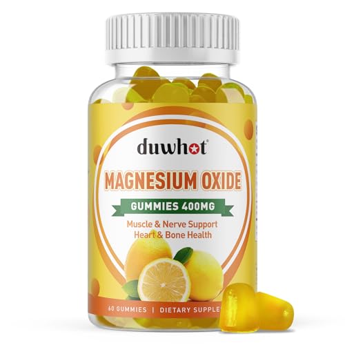 Magnesium Oxide Gummies 400mg Magnesium Oxide Chewable Supplement for Adults & Kids Nerve Muscle Bone & Heart Support Non GMO Pectin Vegan 60