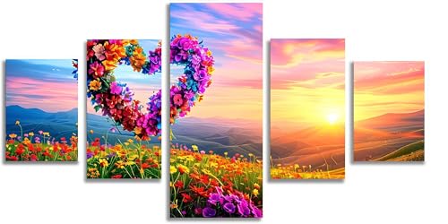 Diamond painting fleur lot de 5 kits complets Mefooge paysage xxl pour adulte 125x63cm F672