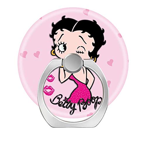 Cell Phone Ring Holder Finger Kickstand,360 Degree Rotation Stand Grip with Car Mount Compatible with All Smartphone - Betty boop Pink Heart kiss Lip