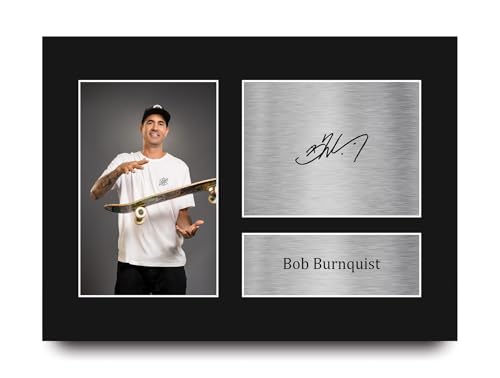 HWC Trading Bob Burnquist Regalos impresos con imagen firmada y autógrafa para fanáticos del skateboarding profesional y los deportes extremos - A4
