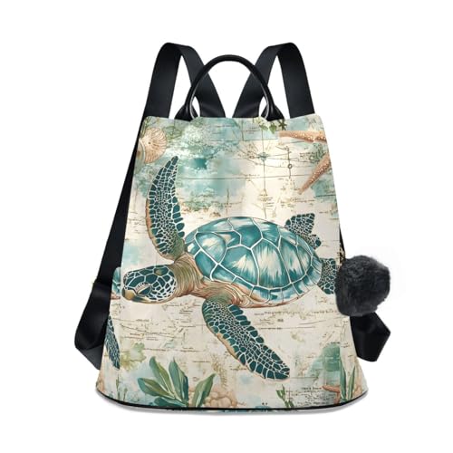 Beautiful Sea Turtle Backpack for Women Anti Theft Large Fashion Travel Shoulder Bag Purse Rucksack Lightweight