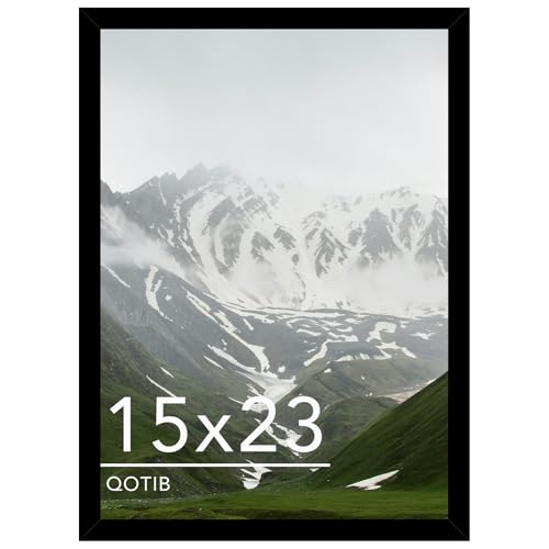 QOTIB 15x23 Picture Frame Black for Wall Mounting Horizontal and Vertical Formats for Wall Hanging Wood 15x23 Frame Black 1 Pack