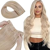 Remy Pelo Humano Recto con Hilo Secreto Hair Piece: a diferencia de las extensiones de cabello tradicionales, esta nueva extension de pelo de halo no tiene cinta adhesiva, con alambre transparente oculto que se integra perfectamente en el color de tu cabello.