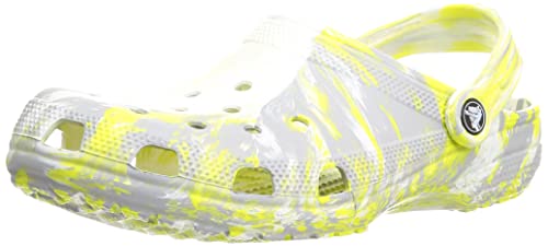 Crocs Unisex Men's and Women's Classic Marbled Tie Dye Clog, White/Microchip, 9 Women/7 Men