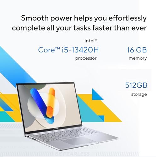 undefined ASUS Vivobook 16 Laptop, 16” WUXGA 60Hz Display, Intel Core i5-13420H, Intel Iris Xᵉ Graphics, 16GB Memory, 512GB Storage, Windows 11, Cool Silver, F1605VA-ES56 の商品画像 3