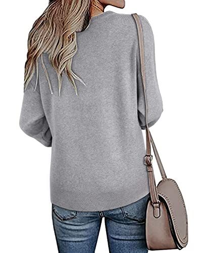 Ii Inin Women's Cute Crew Neck Pullover Sweater Long Sleeve Blouse Heart Knitted Tops(Gray,M) #TOP1