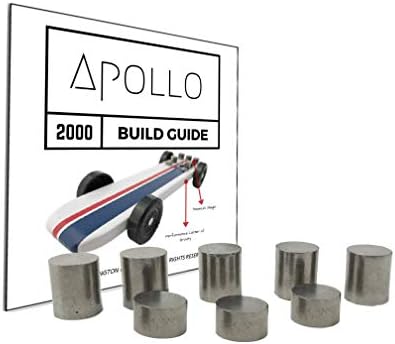 3.25 oz Tungsten Pinewood Car Weights + 20 Page Step-by-Step Build Guide for Apollo 2000 Derby Car Showing Design + Weight Placement, Bring Your Car to The 5 oz Limit and Gain The Winning Edge