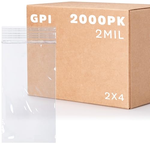 2" x 4" Small Zip Bags, 2000 Pack, 2 Mil, Reclosable Jewelry Bags, GPI POLY