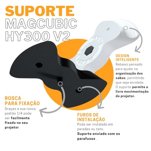 Suporte de Parede e Teto Compatível com Projetor Salange Magcubic HY300 V2 Versão 2 e HY320 Mini - A