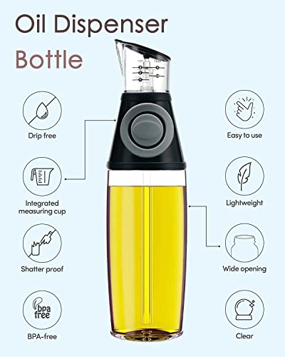 Oil Dispenser Bottle, 17Oz Olive Oil Dispenser Oil Sprayer, Clear Glass Refillable Oil And Vinegar Dispenser Bottle With Measuring Scale Pump For Kitchen, Cooking, Salads, Baking Frying, Bbq (Clear) #TOP2