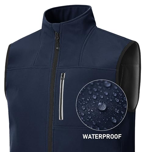 MoFiz Men's Vest Outerwear,Vest for men,Full Zip Fleece Lined Light Softshell Windproof Sleeveless Jacket for Hiking Golf3