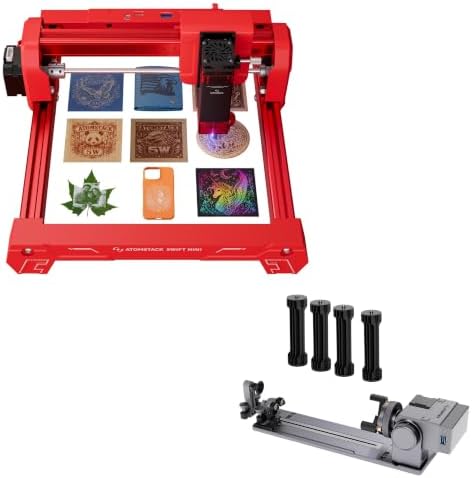 ATOMSTACK Swift Mini 5W Laser Engraver with R8 Rotary Chuck Bundle, 100% Pre-Assembled Beginner Laser Machine, Free AI Software, 360° Cylindrical Sphere Ring Engraving, Red image 5