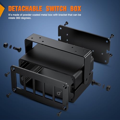 Image of Nilight 5 Gang Rocker Switch Box Detachable Housing 5 Holes Aluminum Panel