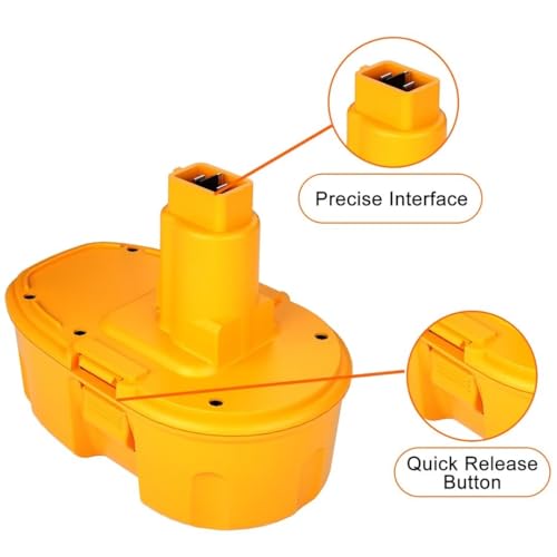 2-Pack [Upgraded to 4500mAh] High Capacity DC9096 DC9098 Replacement Battery Compatible with Dewalt 18V Battery DC9099 DW9095 DW9096 DW9098 DW9099 DE9038 18 Volt Battery Cordless Drill Driver (Yellow) - Thumbnail 4