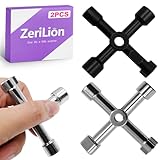 ZeriLion 2 Pack 4-Way Sillcock Key Set Versatile Water Spigot Wrench Tool Durable Steel for Outdoor Faucet Valve Hose Bib Utility Shut Off Control