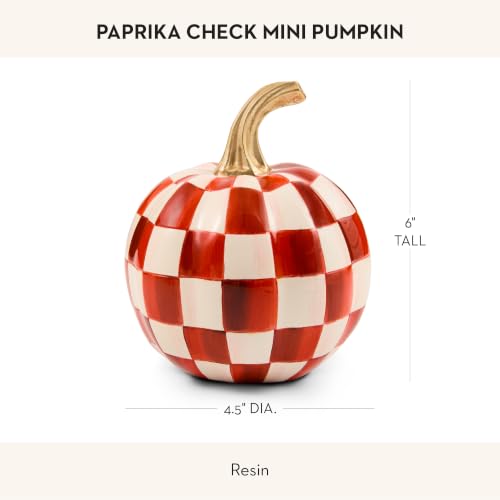 Image of MACKENZIE-CHILDS Resin Pumpkin, Mini, Dark-Red-and-White Paprika Check