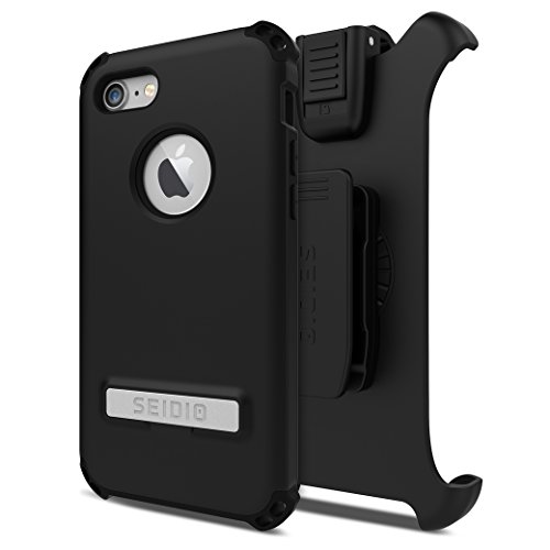 Seidio Dilex Case and Holster Combo with Kickstand for Apple iPhone 7 and iPhone 8 (Black/Black)