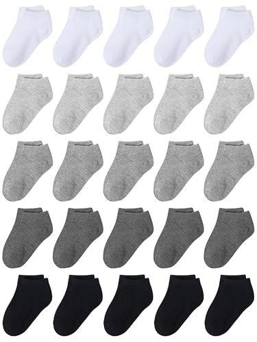 Image of Cooraby 25 Pairs Kids' Socks Low Cut Socks Half Cushion Sport Ankle Athletic Socks for Boys Girls