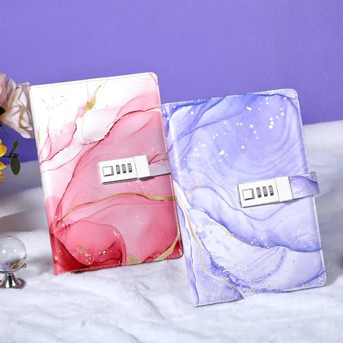 Image of Diary with Lock for Girls, A5 Password Refillable Lined Journal Kit Locked Diary, Cute Stuff Christmas Birthday Gifts for Girls 6 7 8 9 10 11 12 13 14 Year Old Girl Toys, Teen Girl Gifts, Purple
