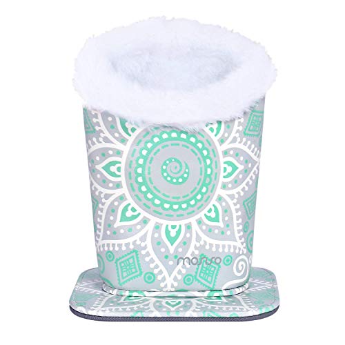 MOSISO Eyeglasses Holder, Plush Lined PU Leather Pattern Stand Case with Magnetic Base, Mint Mandala