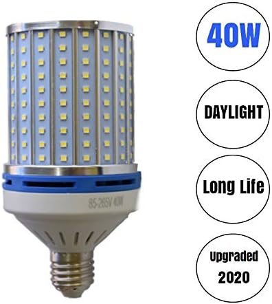BestCircle 40W LED Corn Light Bulb Daylight 6000k Super Bright 400 Watt equiv. Large Light Bulbs E26/E27 Daylight White Barn, Workshop,Warehouse,Garage,Factory,Porch,Backyard