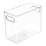 mDesign Tall Plastic Kitchen Pantry Cabinet, Refrigerator or Freezer Food Storage Bin with Handles - Organizer for Fruit, Yogurt, Snacks, Pasta - Food Safe, BPA Free - 10