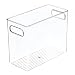 mDesign Tall Plastic Kitchen Pantry Cabinet, Refrigerator or Freezer Food Storage Bin with Handles - Organizer for Fruit, Yogurt, Snacks, Pasta - Food Safe, BPA Free - 10" Long - Clear