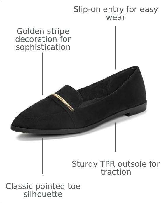 Image of Pointy Toe Penny Loafers for Women Dress Office Work Flats Shoes