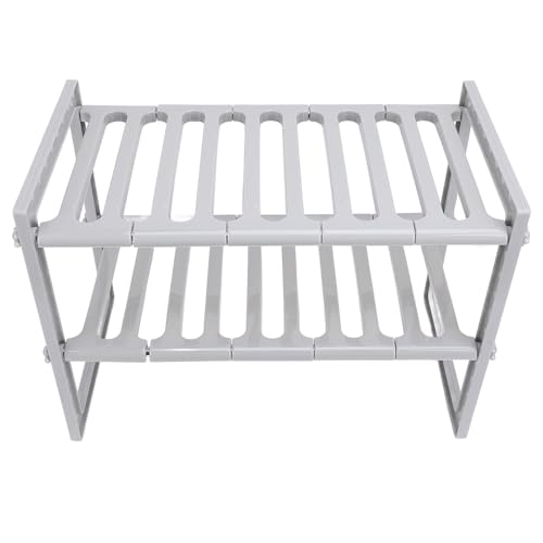 Under The Sink Organizer, 2 Tiers Under Kitchen Sink Organizer Undersink Organizers 38Cm To 70Cm Adjustable Length Stretchable Under Sink Organizers And Storage (Gray)