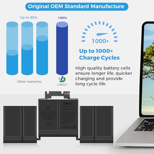 Image of A1989 Battery,A1964 A2251 Battery Replacement for MacBook Pro 13 Inch A1989 (Mid 2018, 2019) A2251 (2020) (Upgraded High Performance 11.41V 58Wh 5086mAh)