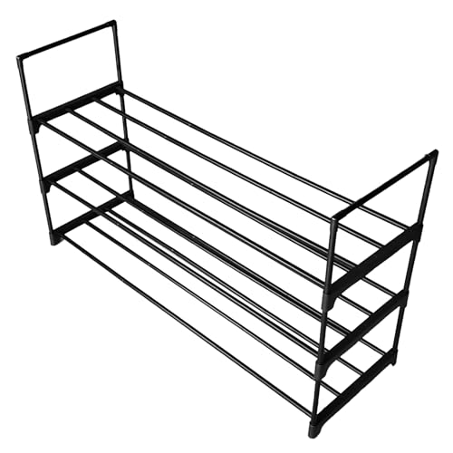 Shoe Racks, 3 Tier Shoe Organizer, Metal Shoe Racks for Entryway, Space-Saving Free Standing Shoe Rack Outdoor for Closet Entryway, Black